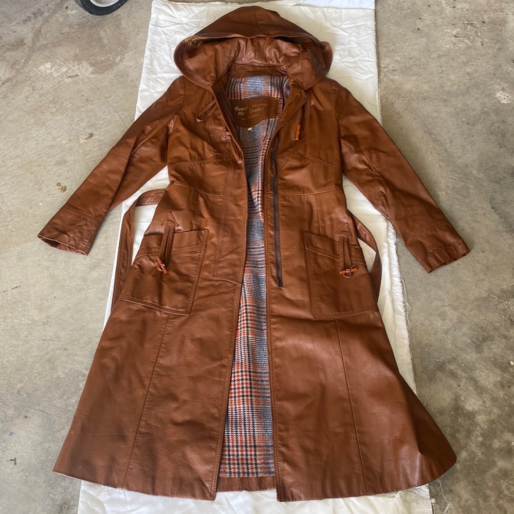 Vintage Leather Trench Coat Size 7
